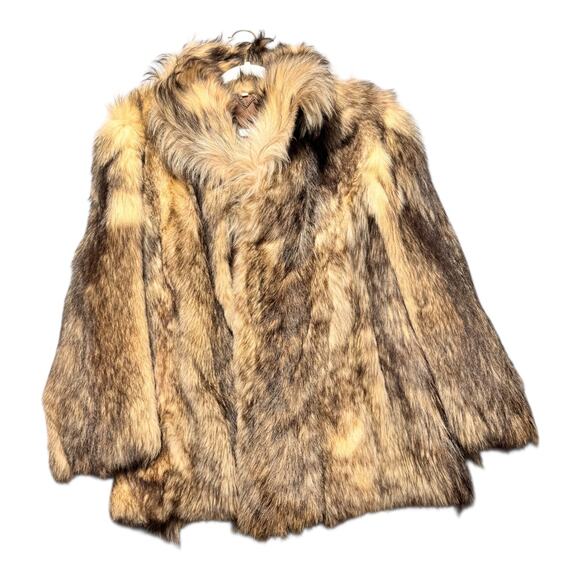 VTG REAL FOX FUR COAT WOMENS 40 brown beige Luxury mob wife - Picture 15 of 17